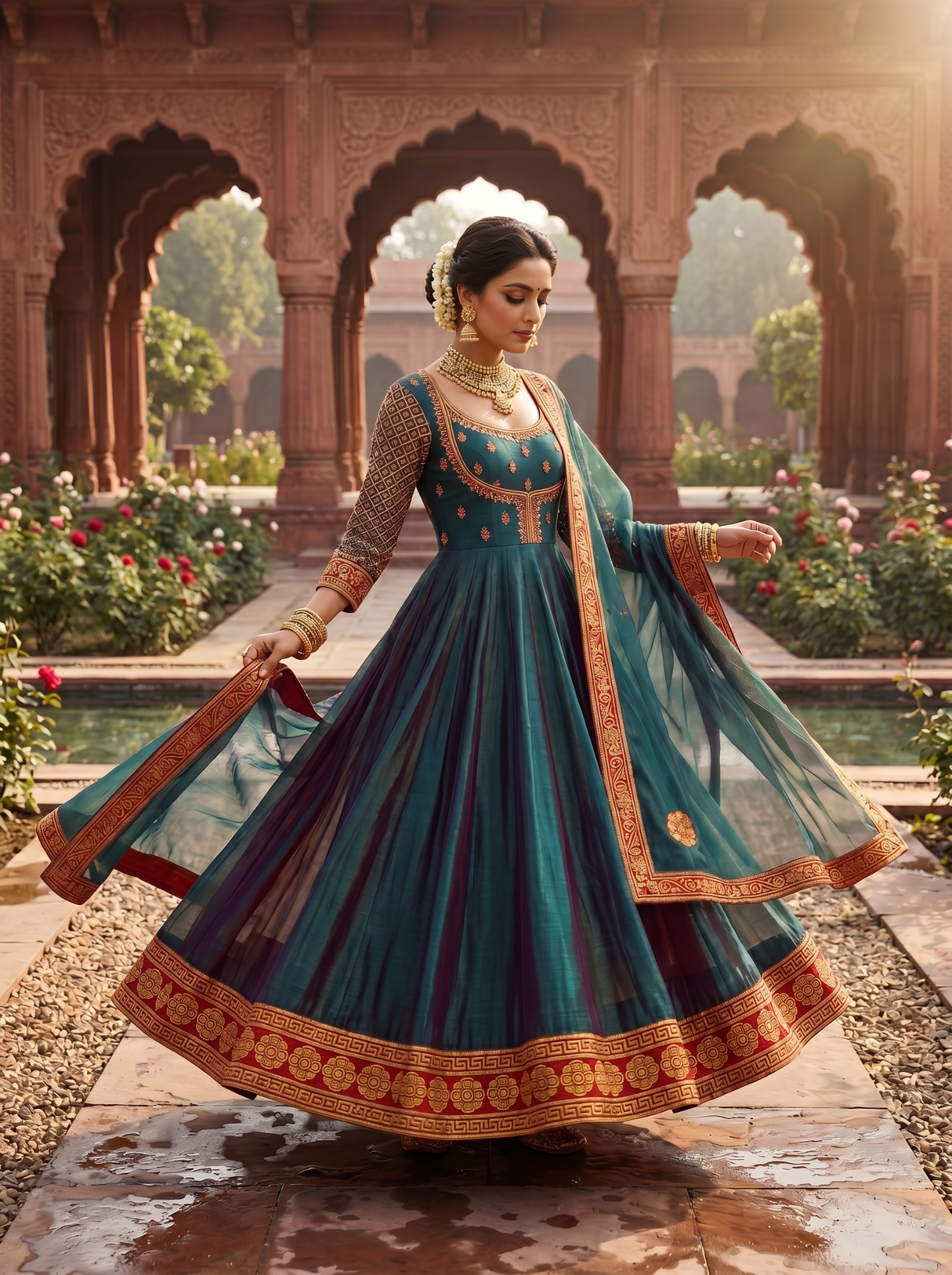 Woven Formal Anarkali Set