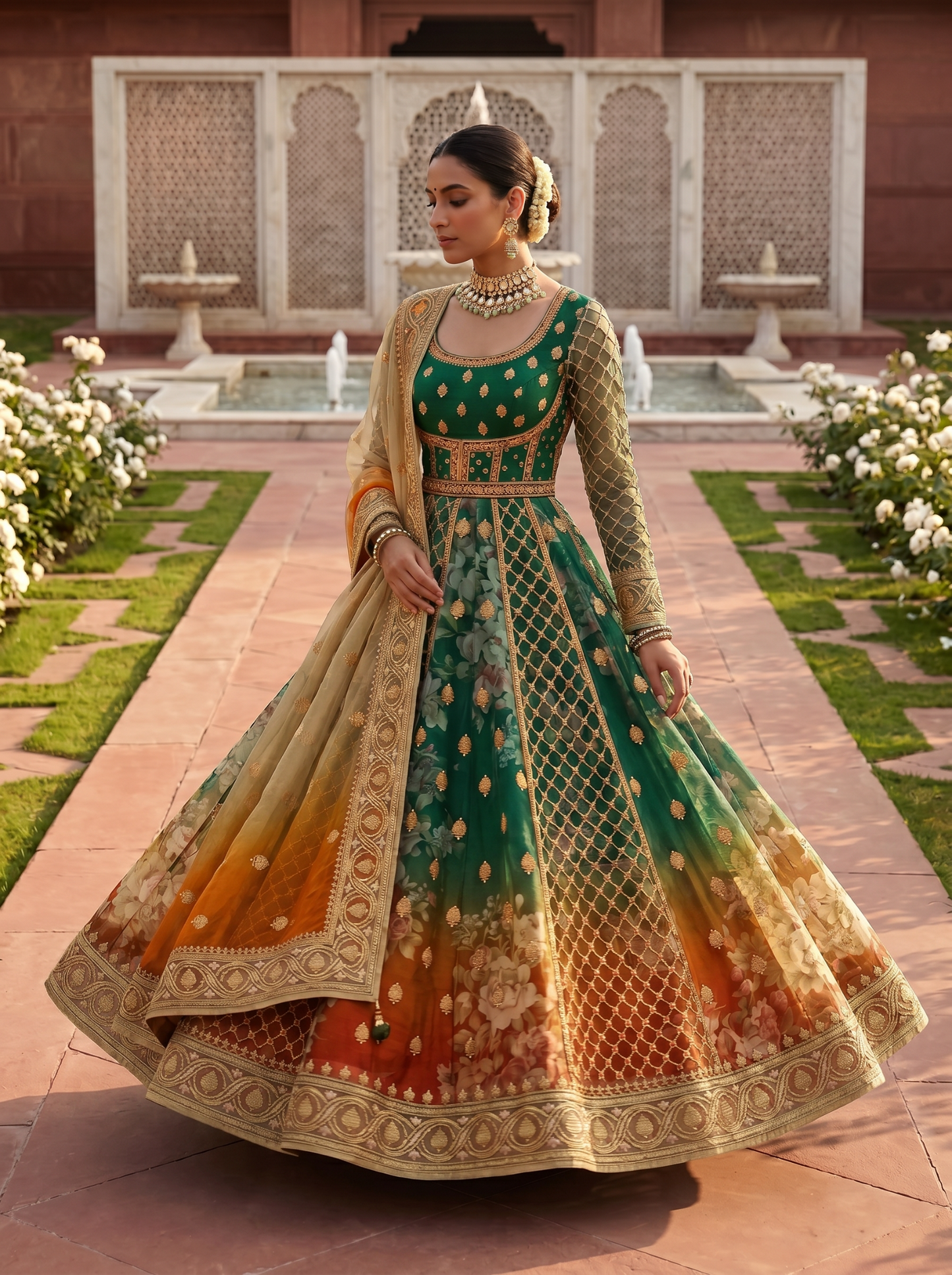 Woven Formal Anarkali Set