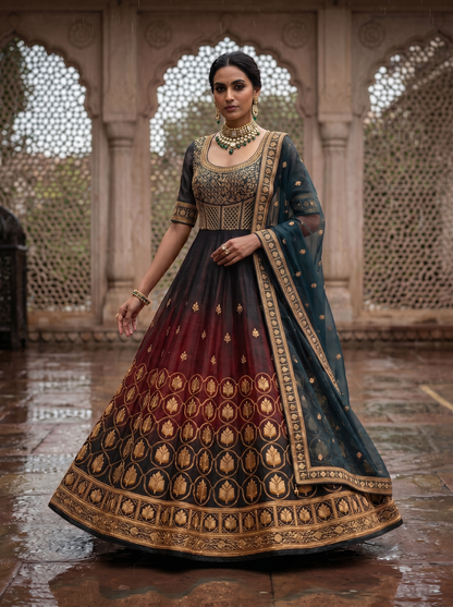Woven Formal Anarkali Set