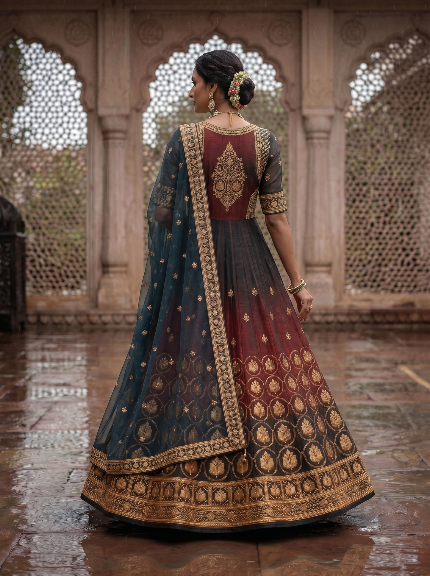 Woven Formal Anarkali Set