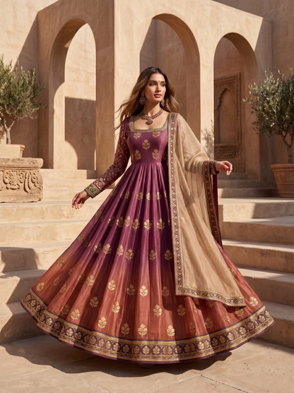 Woven Formal Anarkali Set