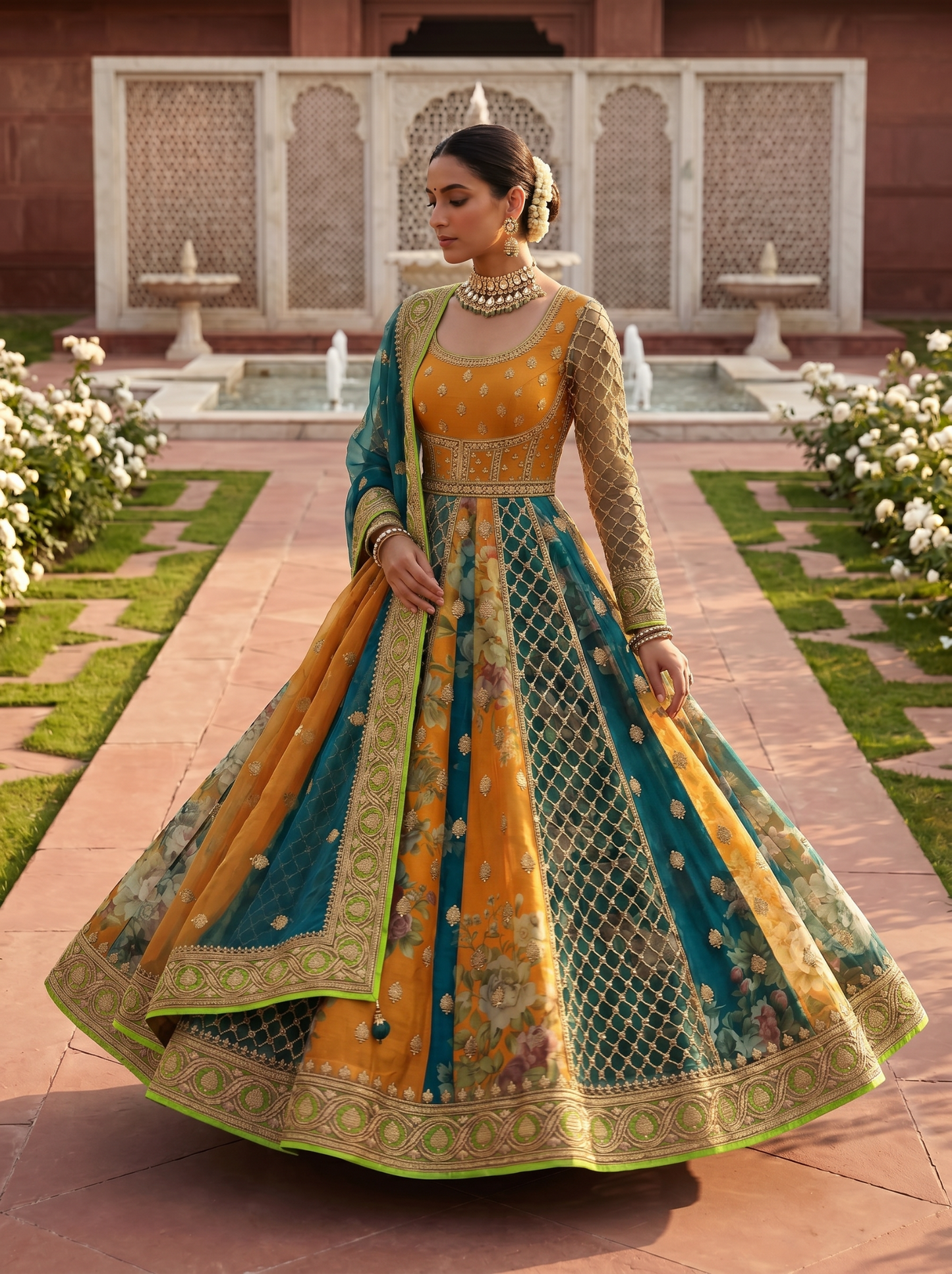 Woven Formal Anarkali Set