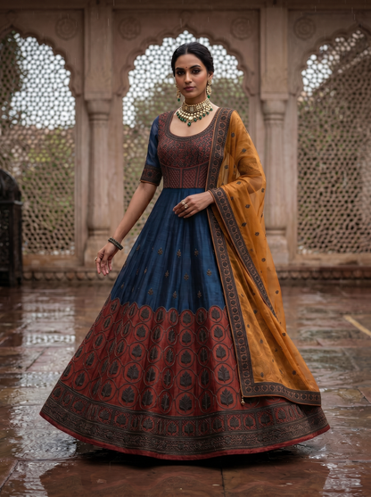 Woven Formal Anarkali Set