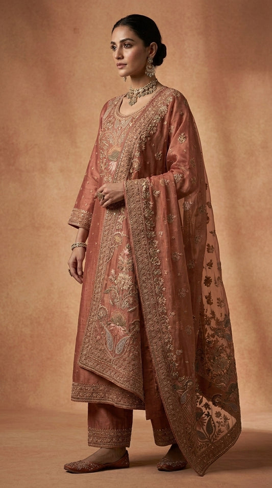 Customised Chanderi Embroidered set