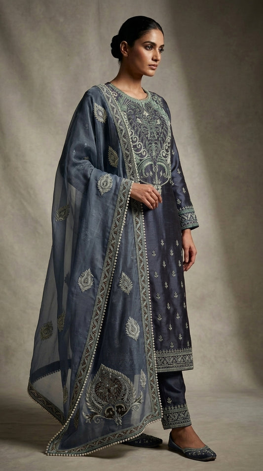 Customised Chanderi Embroidered set