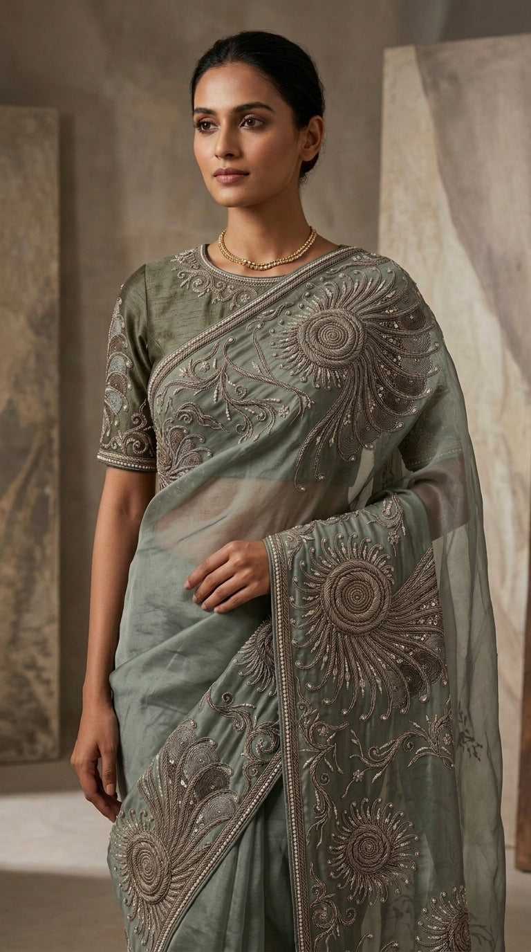 Formal Pure Silk embroidered Saree