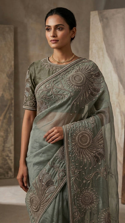 Formal Pure Silk embroidered Saree