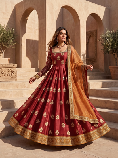 Woven Formal Anarkali Set