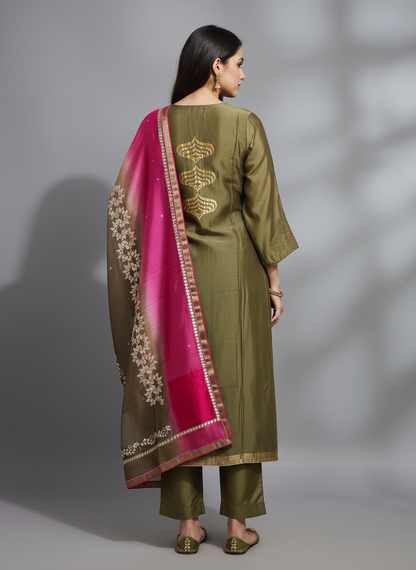 Semi Stitched Formal Chanderi Suitset