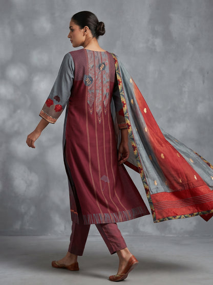 Semi Stitched Chanderi Formal Suitset