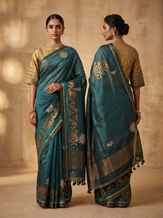Formal Chanderi gota marodi embroidered Saree