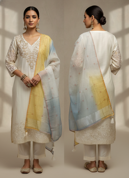 Semi Stitched Chanderi Formal Suitset