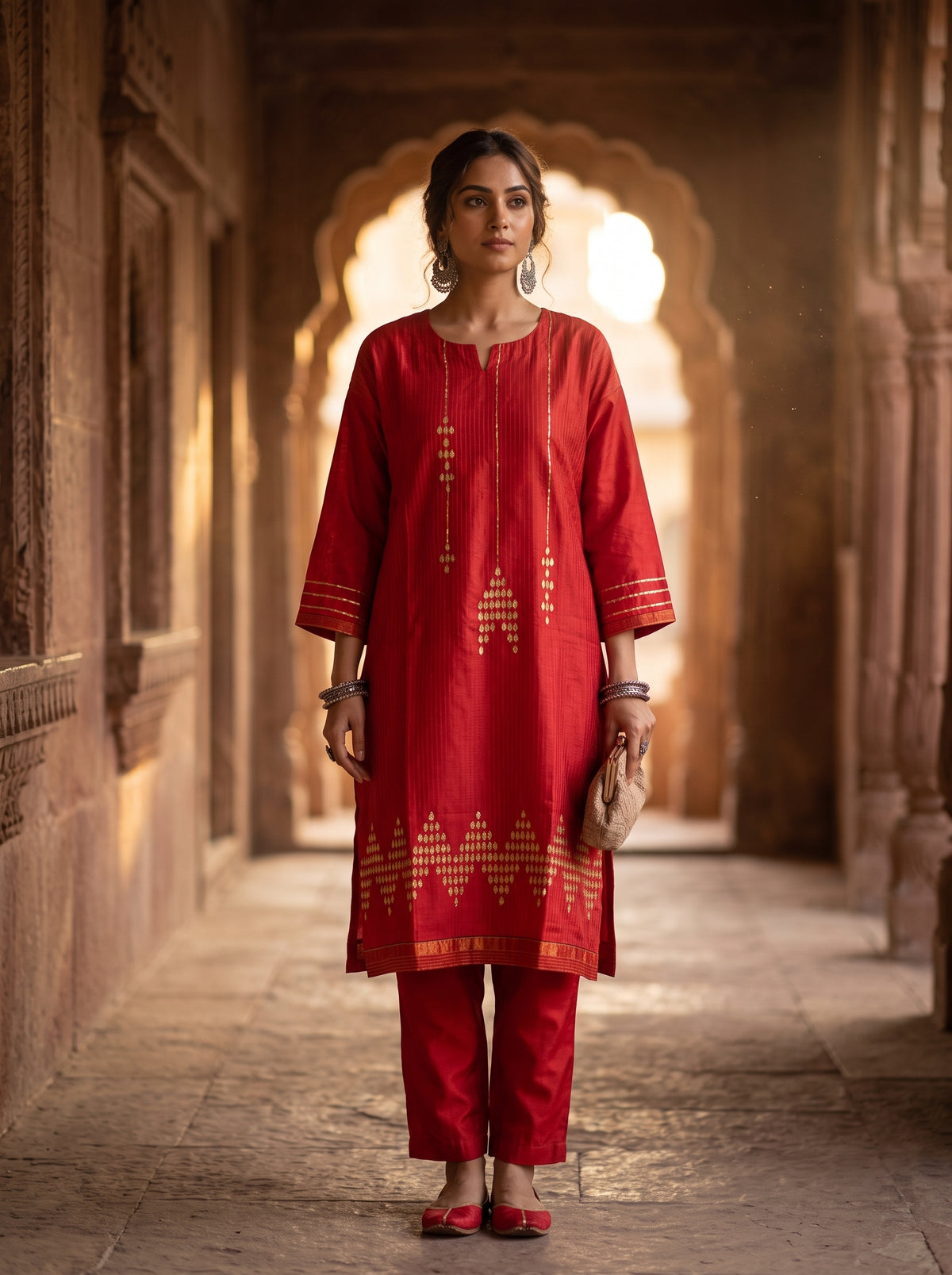 Semi Stitched Chanderi  Formal kurta