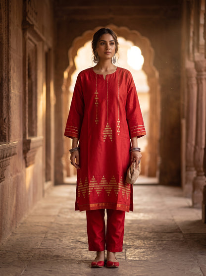 Semi Stitched Chanderi  Formal kurta