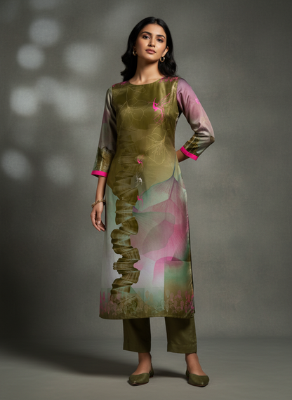 Semi Stitched Chanderi Casual kurta VISHAL KAPUR