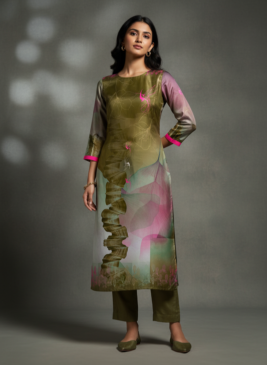 Semi Stitched Chanderi Casual kurta VISHAL KAPUR