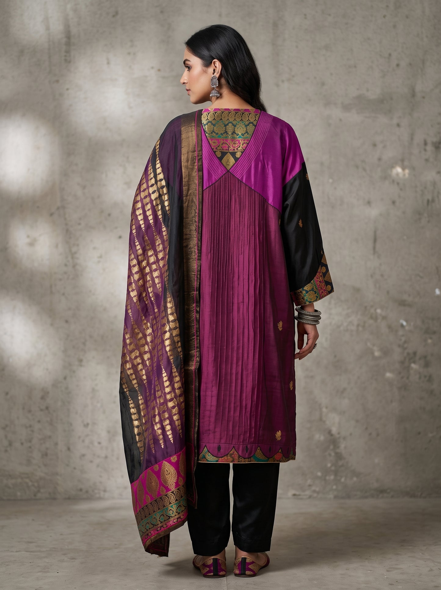 Semi Stitched Chanderi Formal Suitset