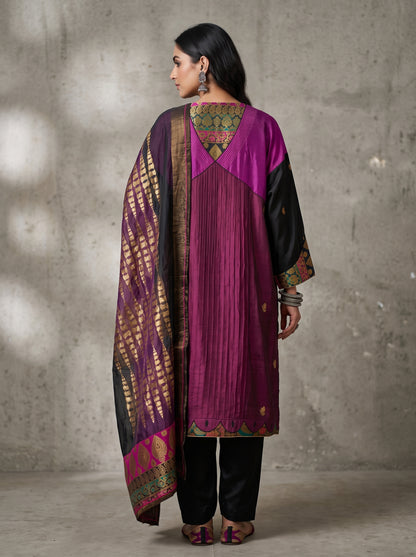 Semi Stitched Chanderi Formal Suitset