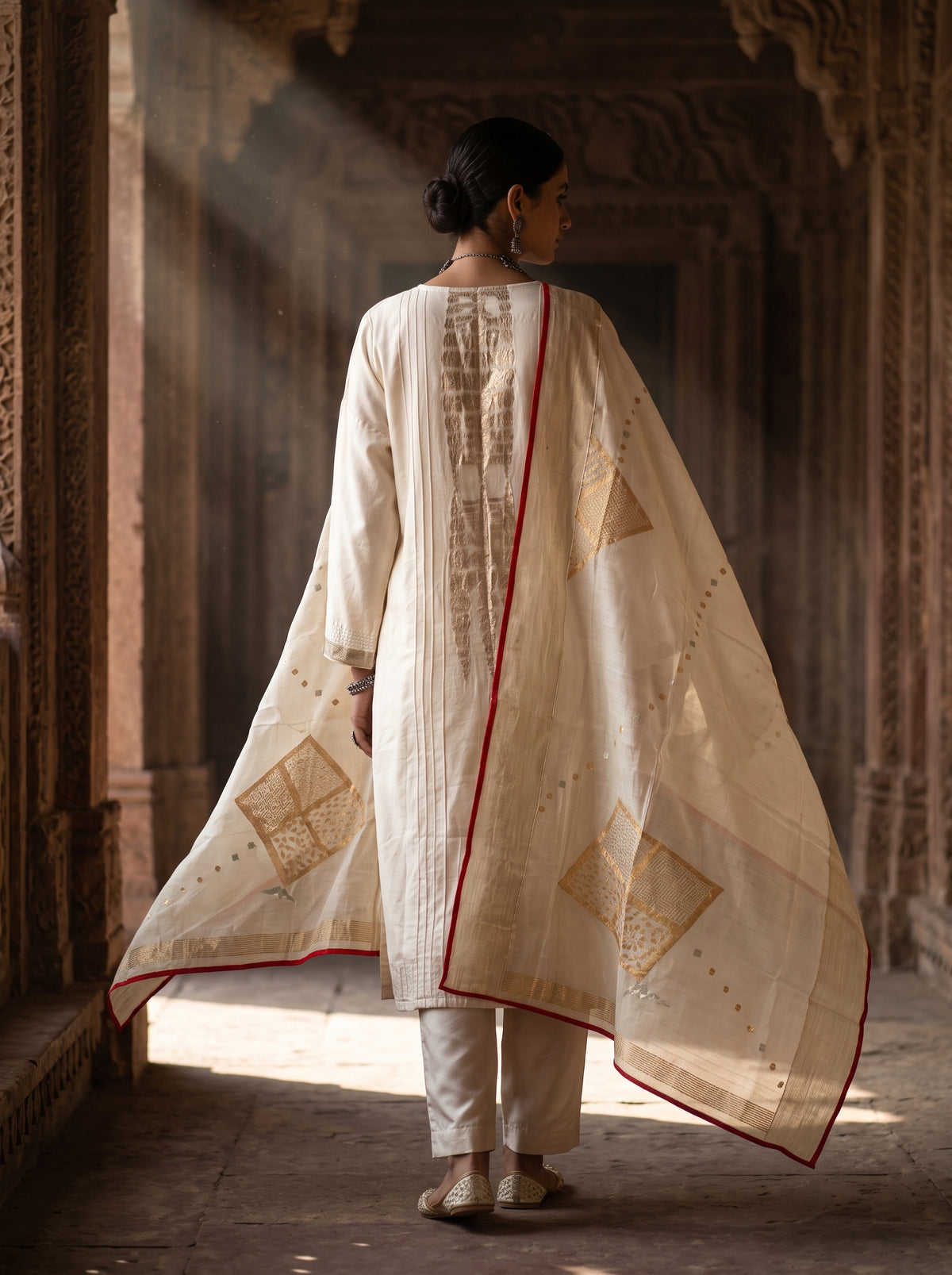 Semi Stitched Chanderi Formal Suitset