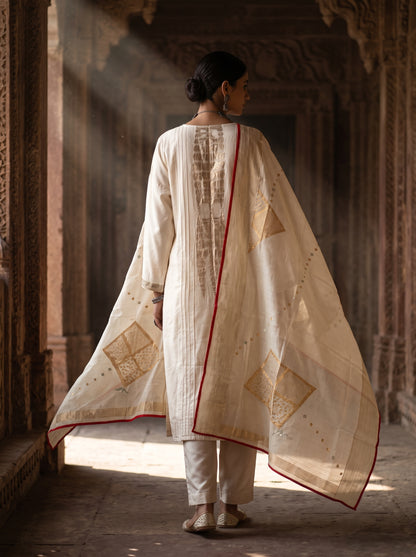 Semi Stitched Chanderi Formal Suitset