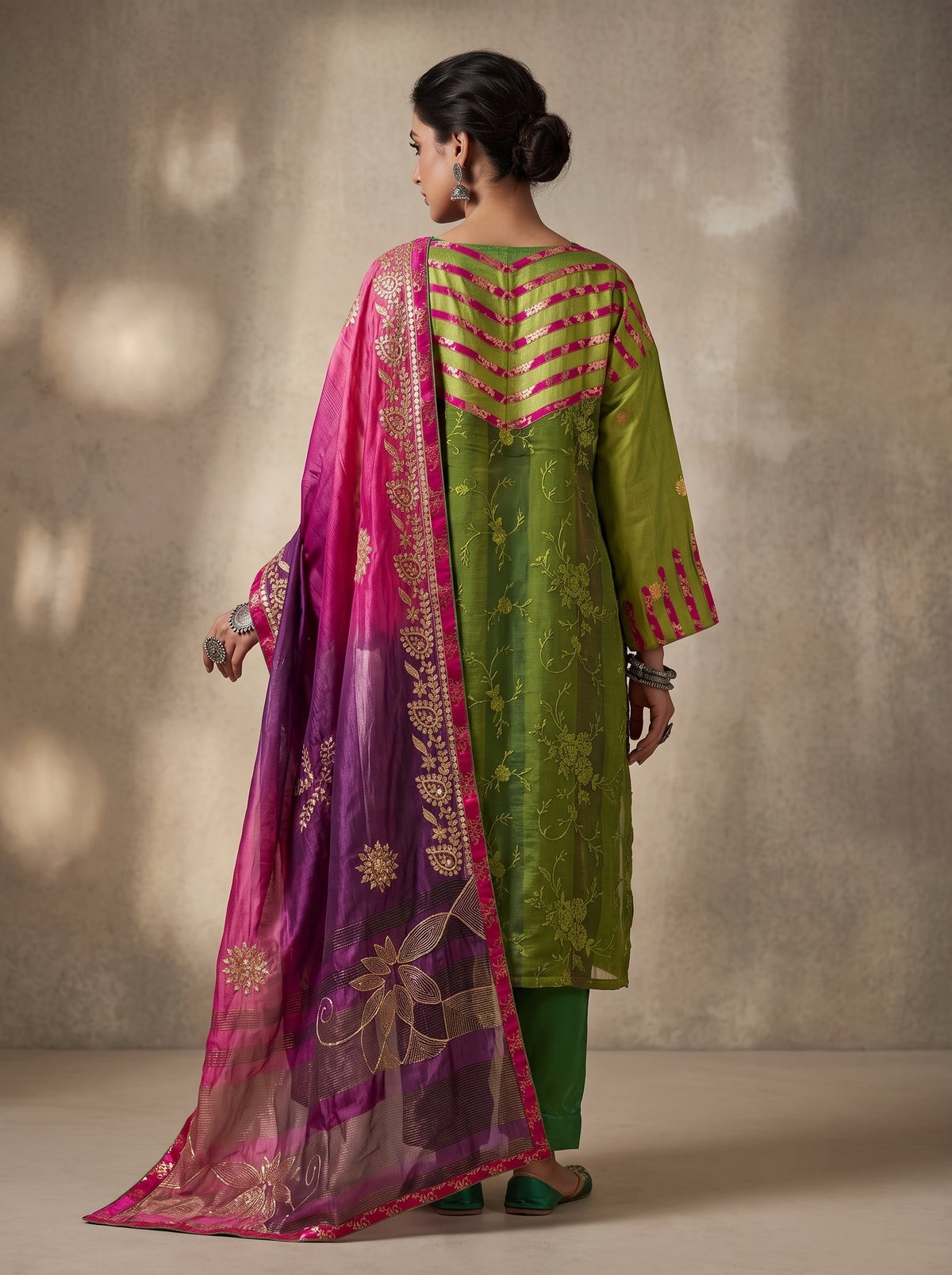 Semi Stitched Chanderi Formal Suitset