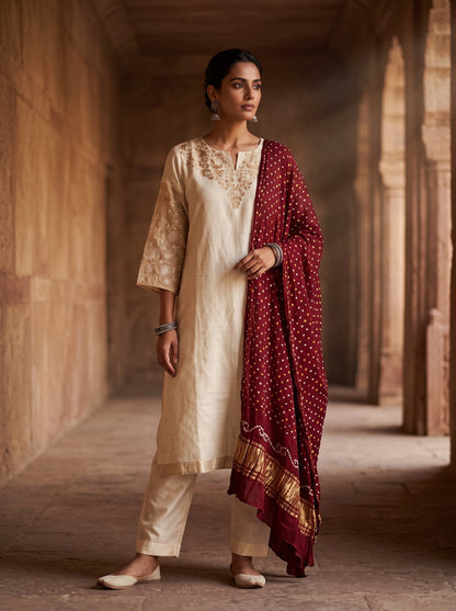 Semi Stitched Chanderi Formal Suitset