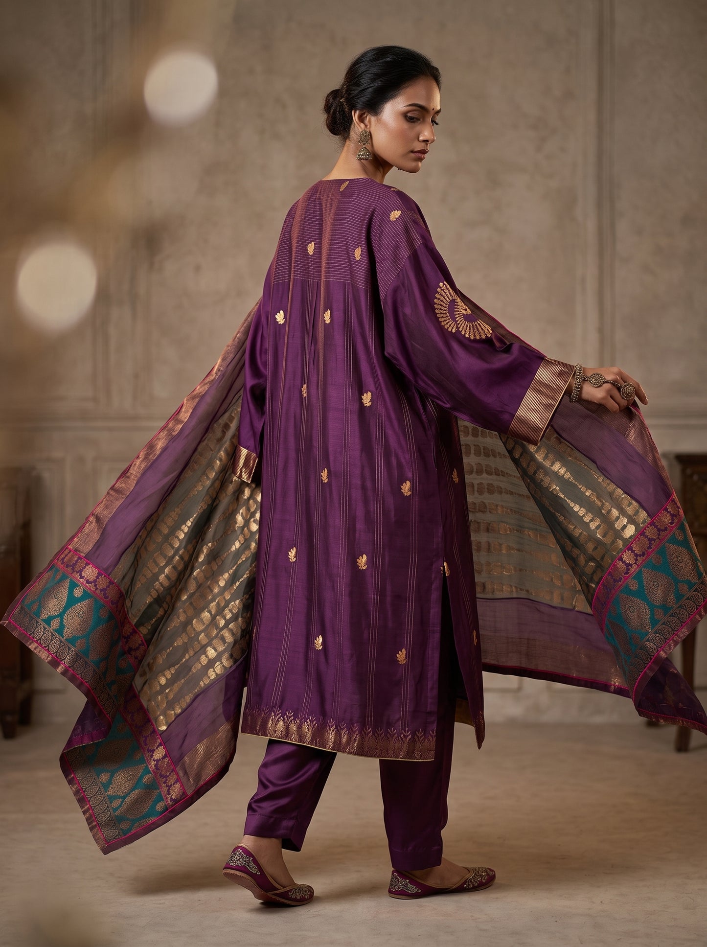 Semi Stitched Chanderi Formal Suitset