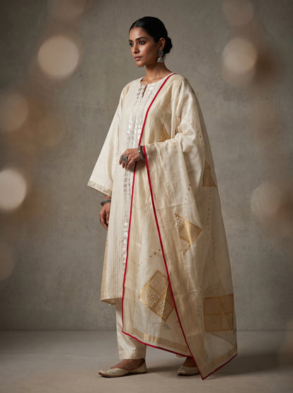 Semi Stitched Chanderi Formal Suitset