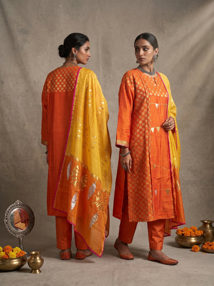 Semi Stitched Chanderi Formal Suitset