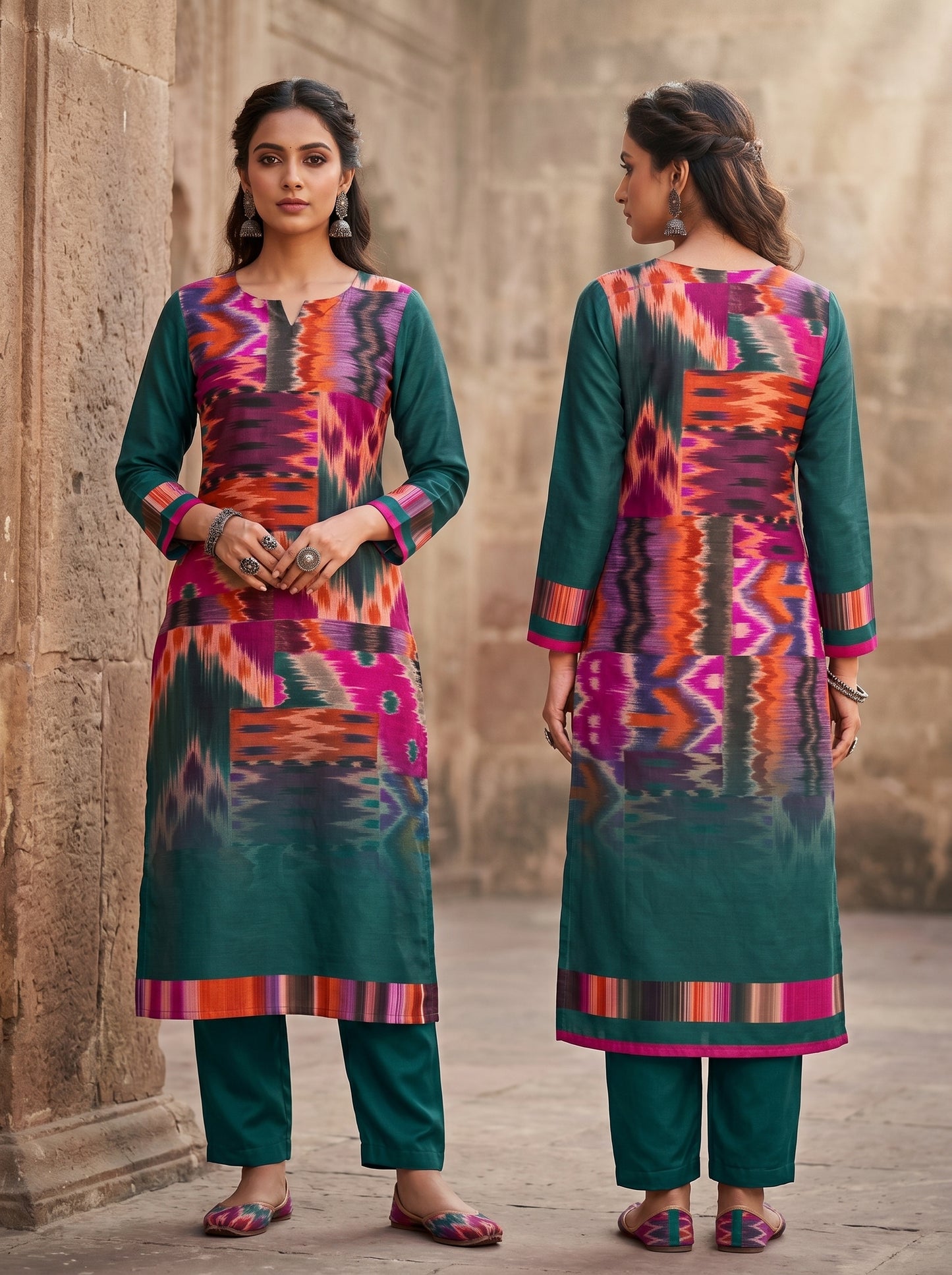 Semi Stitched Chanderi Casual kurta