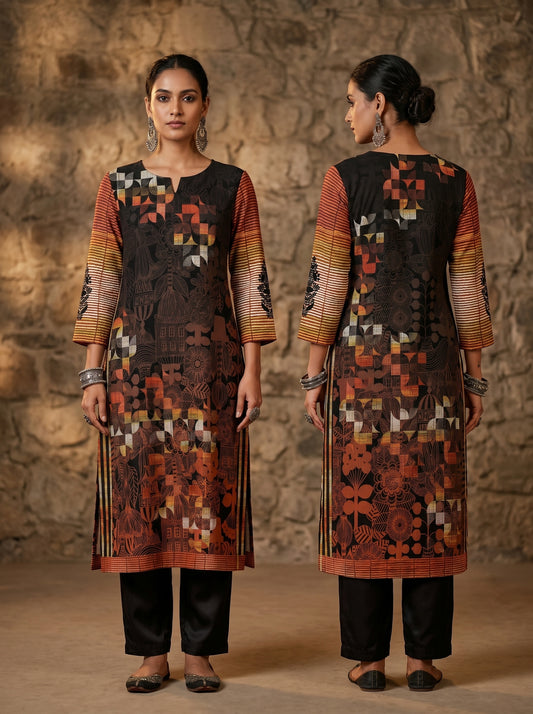 Semi Stitched Chanderi Casual kurta