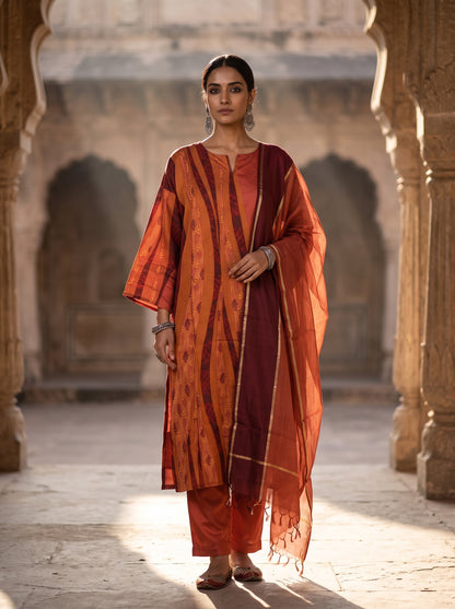 Semi Stitched Cotton Casual Suitset