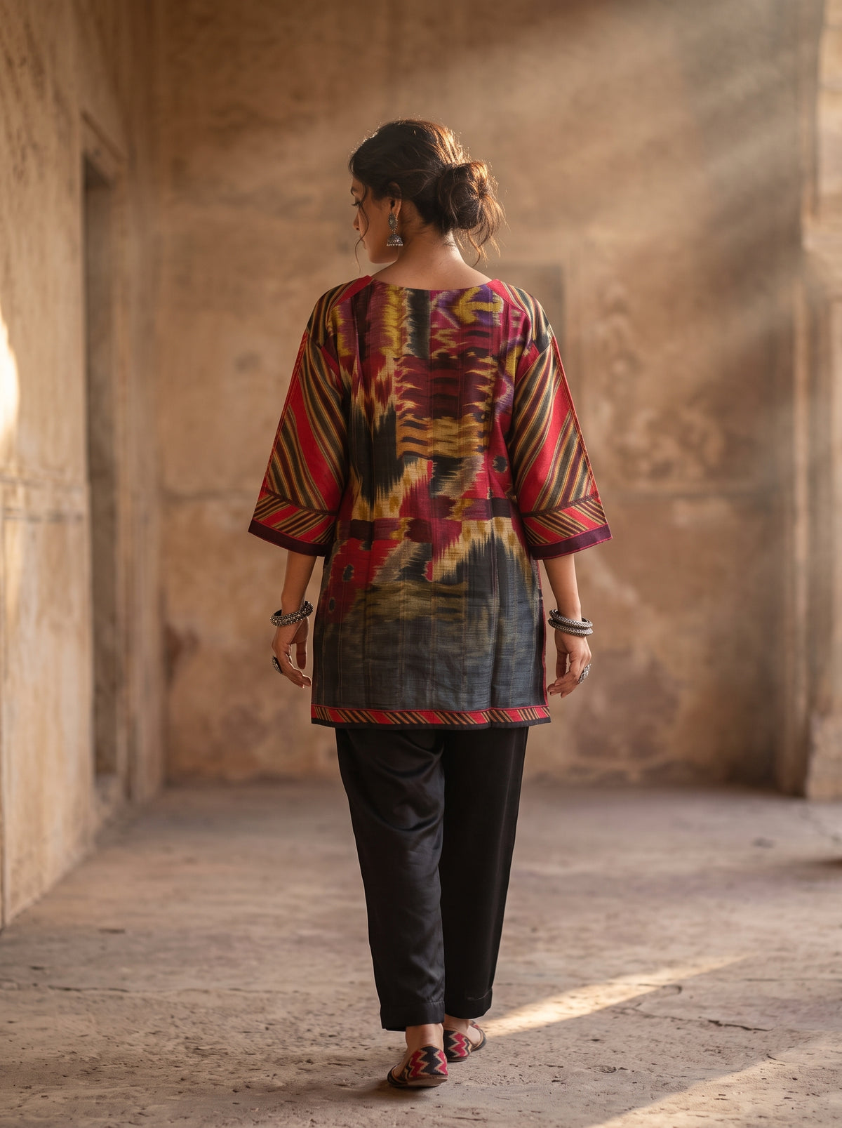 Stitched linen kota Short Tunic