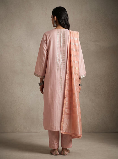 Semi Stitched Chanderi Formal Suitset