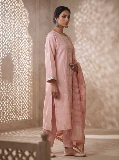 Semi Stitched Chanderi Formal Suitset