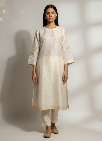 Semi Stitched Chanderi Formal Suitset
