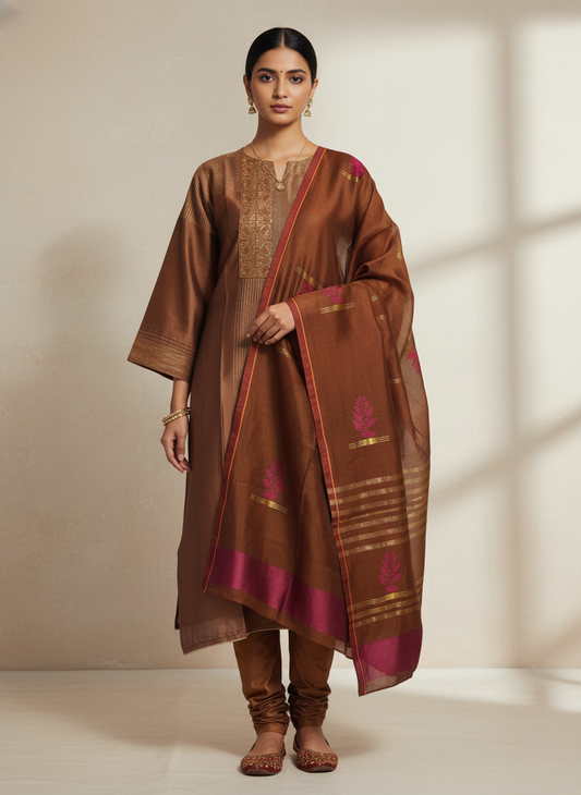 Semi Stitched Formal Chanderi Suitset