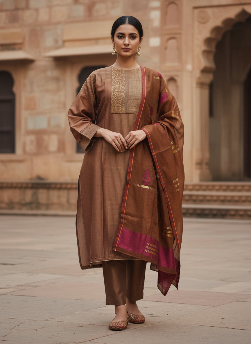 Semi Stitched Formal Chanderi Suitset