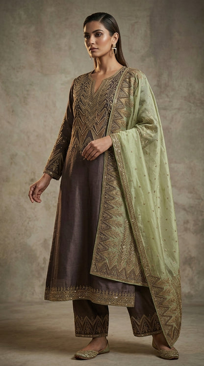 Customised Chanderi Embroidered set