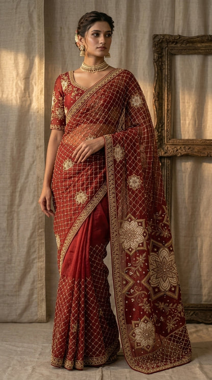Formal Pure Silk embroidered Saree