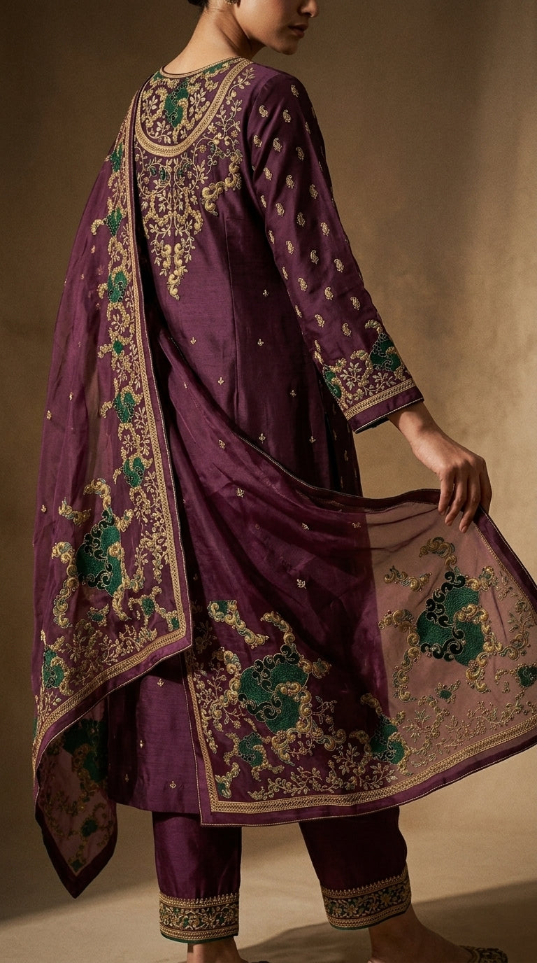 Customised Chanderi Embroidered set