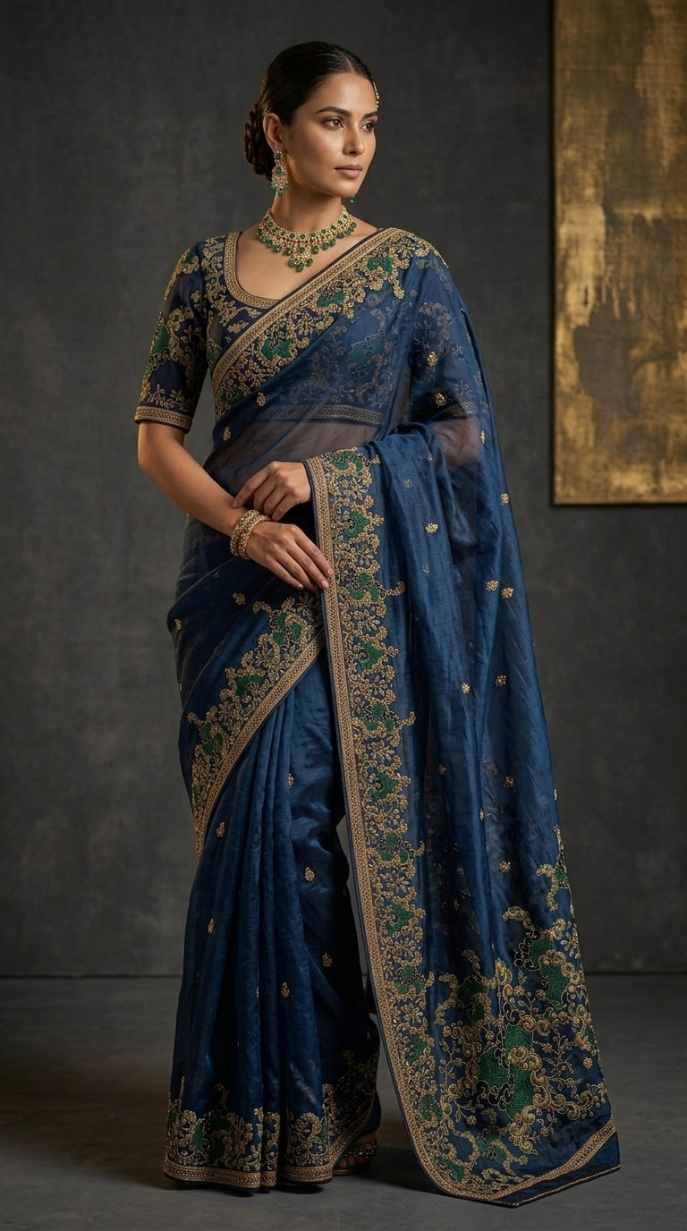 Formal Pure Silk embroidered Saree