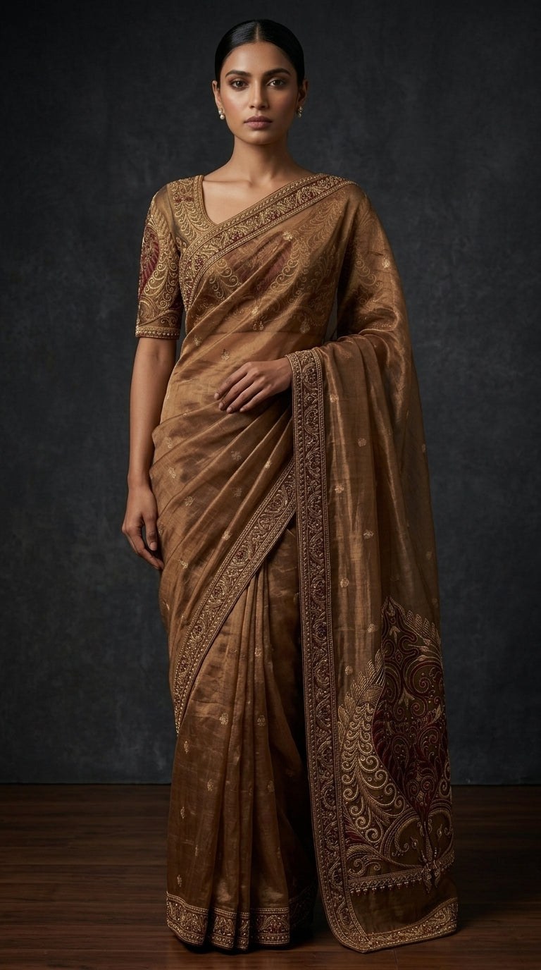 Formal Pure Silk embroidered Saree