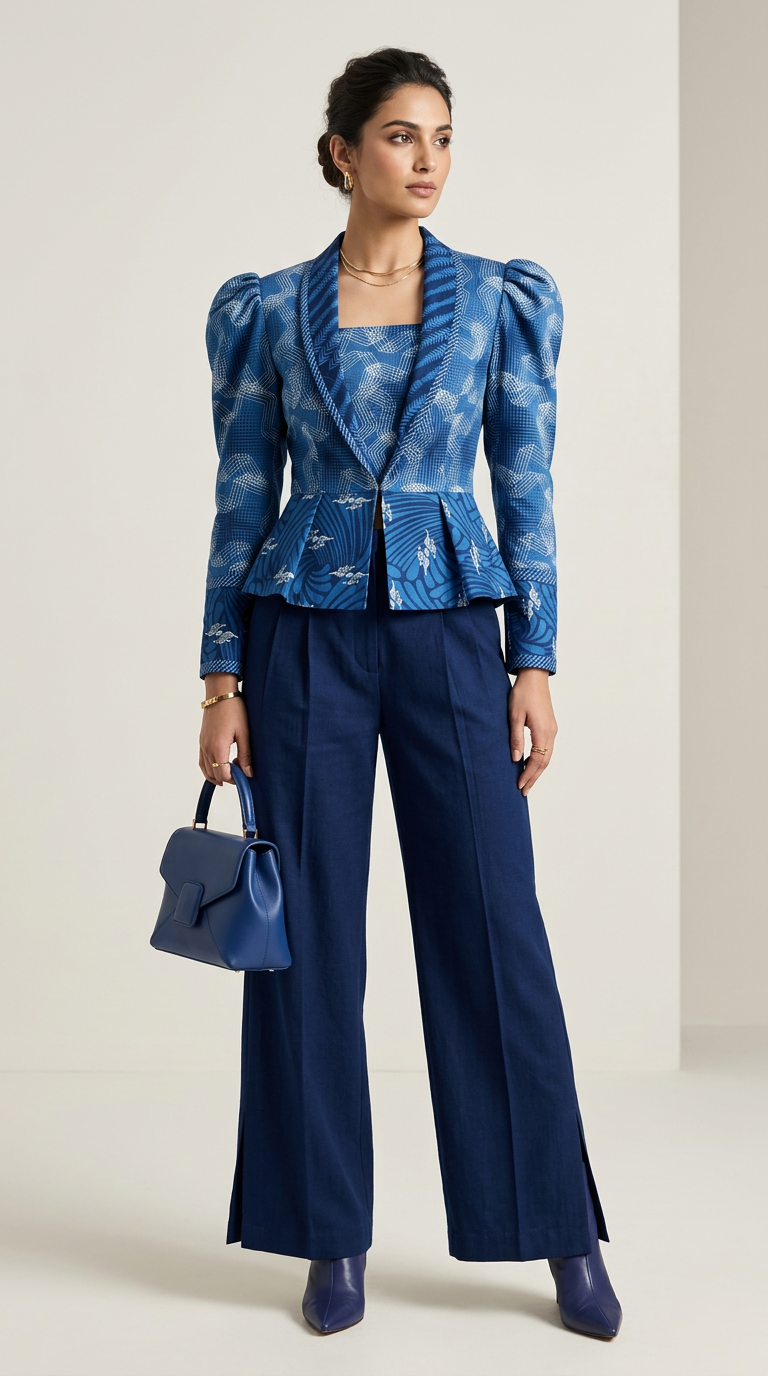 Customised Cotton indigo Kurta set