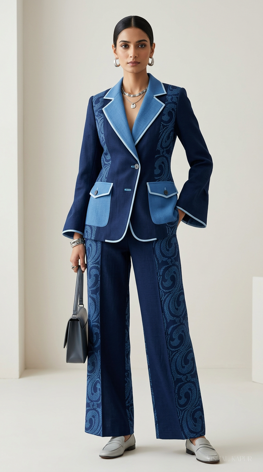 Customised Cotton indigo kurta set