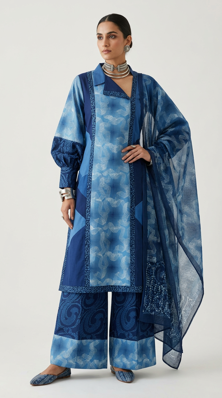 Customised indigo kurta set