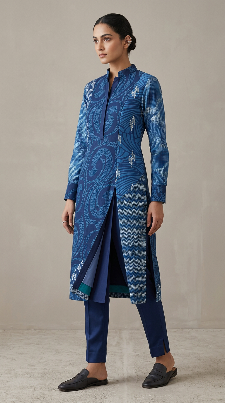 Customised indigo kurta set