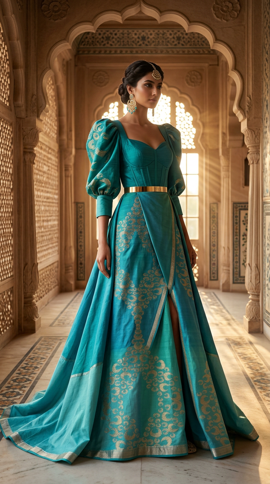Customised Chanderi Anarkali set