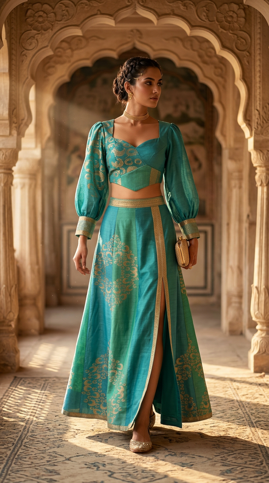 Customised Chanderi Anarkali set