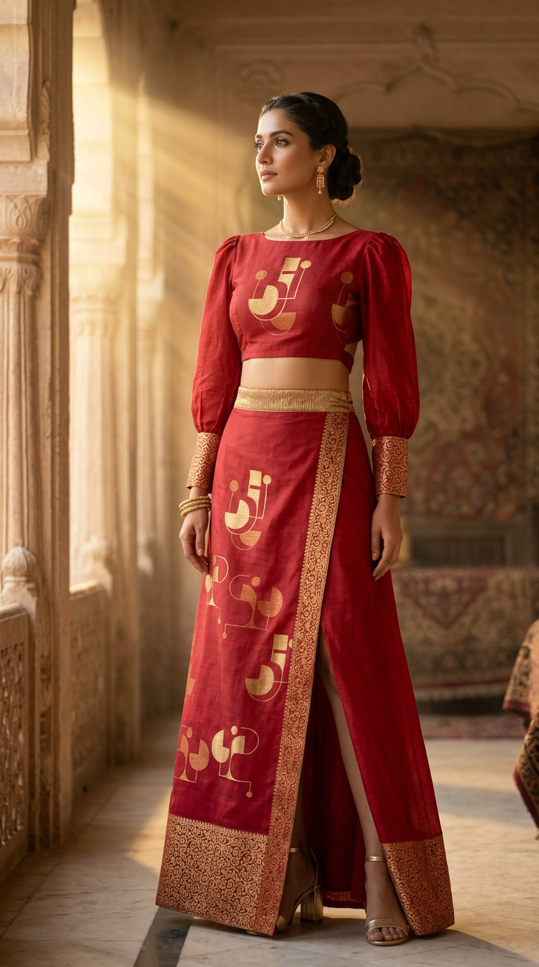 Customised Chanderi Anarkali set